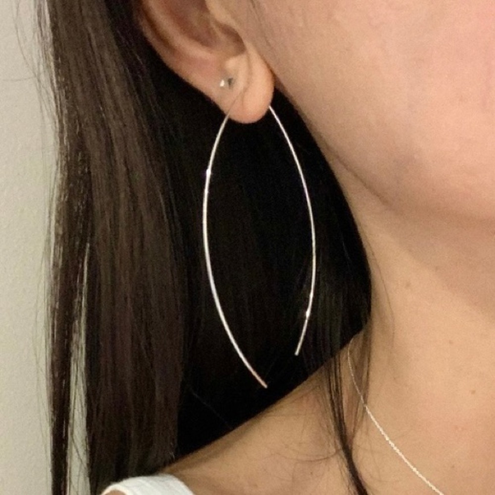 2 inch Arch threader earrings in 925 sterling silver, handmade earrings - Picture 4 of 6